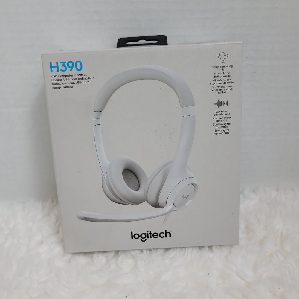 Logitech  H390  USB A Computer Headset with Noise Cancelling Microphone White